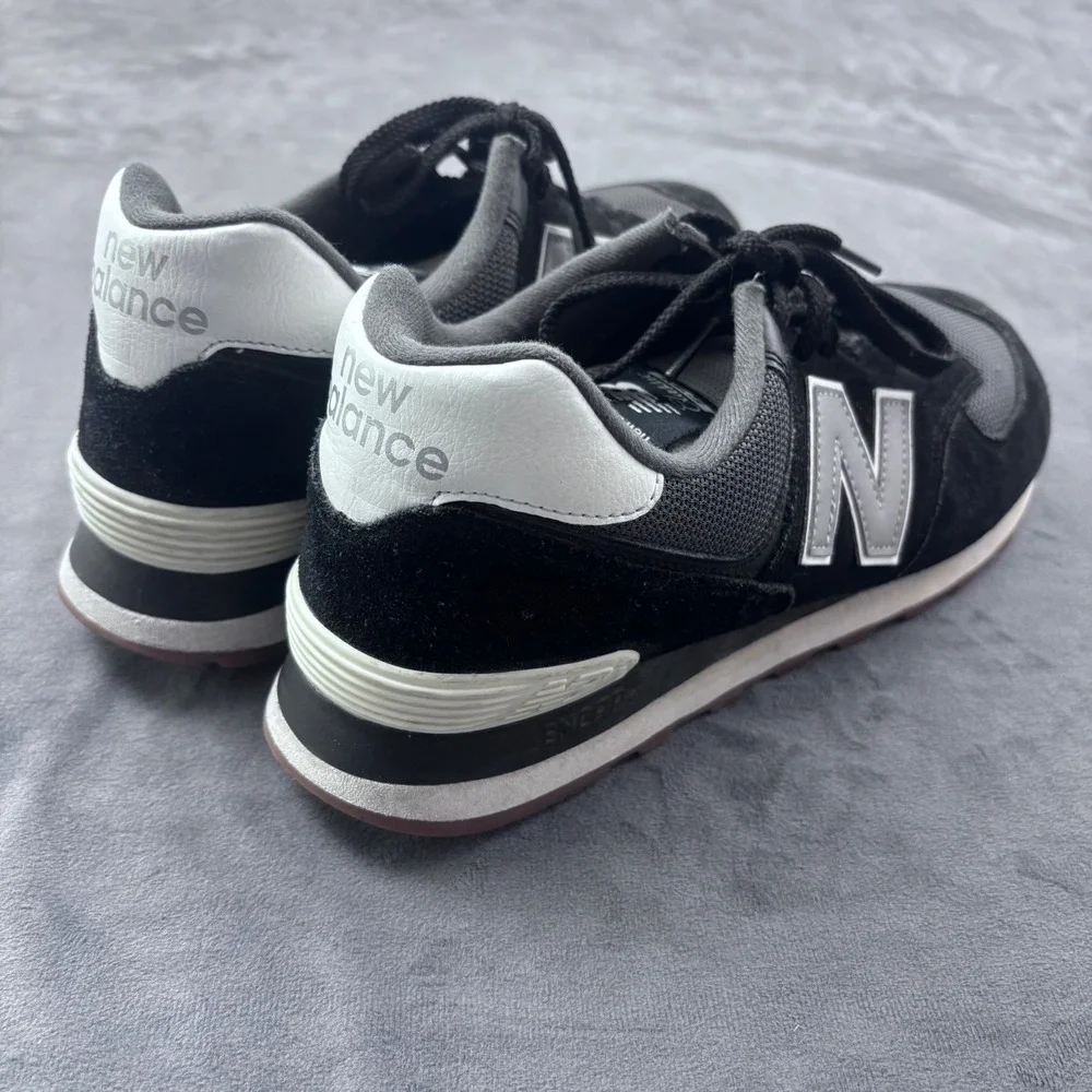 New Balance 574 Classic Womens Sneakers Black Grey Suede ML574EGG Gum Sole